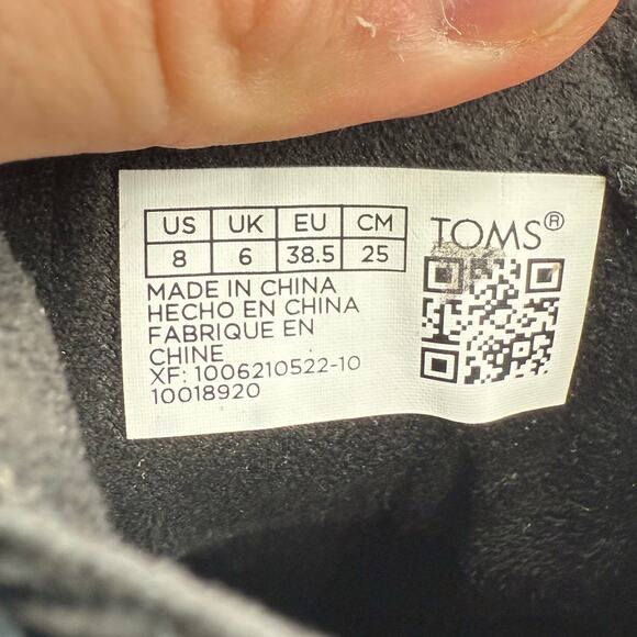 NWT TOMS Women's Maddie Black Leather Suede Wedge Heeled Boots Size 8 - Picture 8 of 10